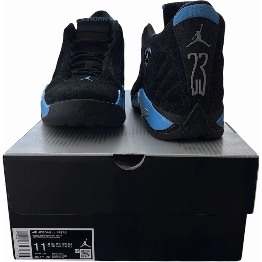 Air Jordan 14 Retro Black/University Blue (Style 48741-007) Size 11 1/2